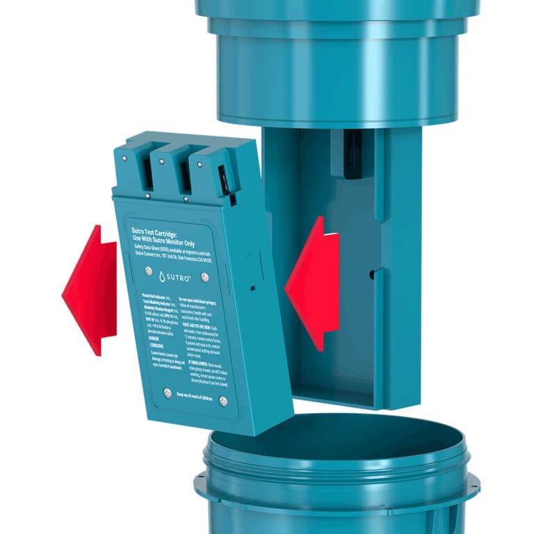How the water care cartridge fits into its holder (product diagram)